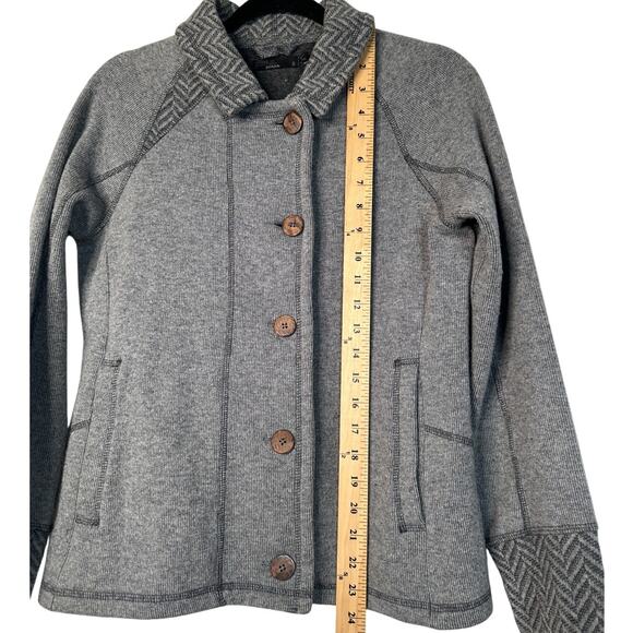 Prana Womans S Lucia Wool Blend Knit Sweater Jacket Herringbone Cozy Gray EUC! - Picture 5 of 8